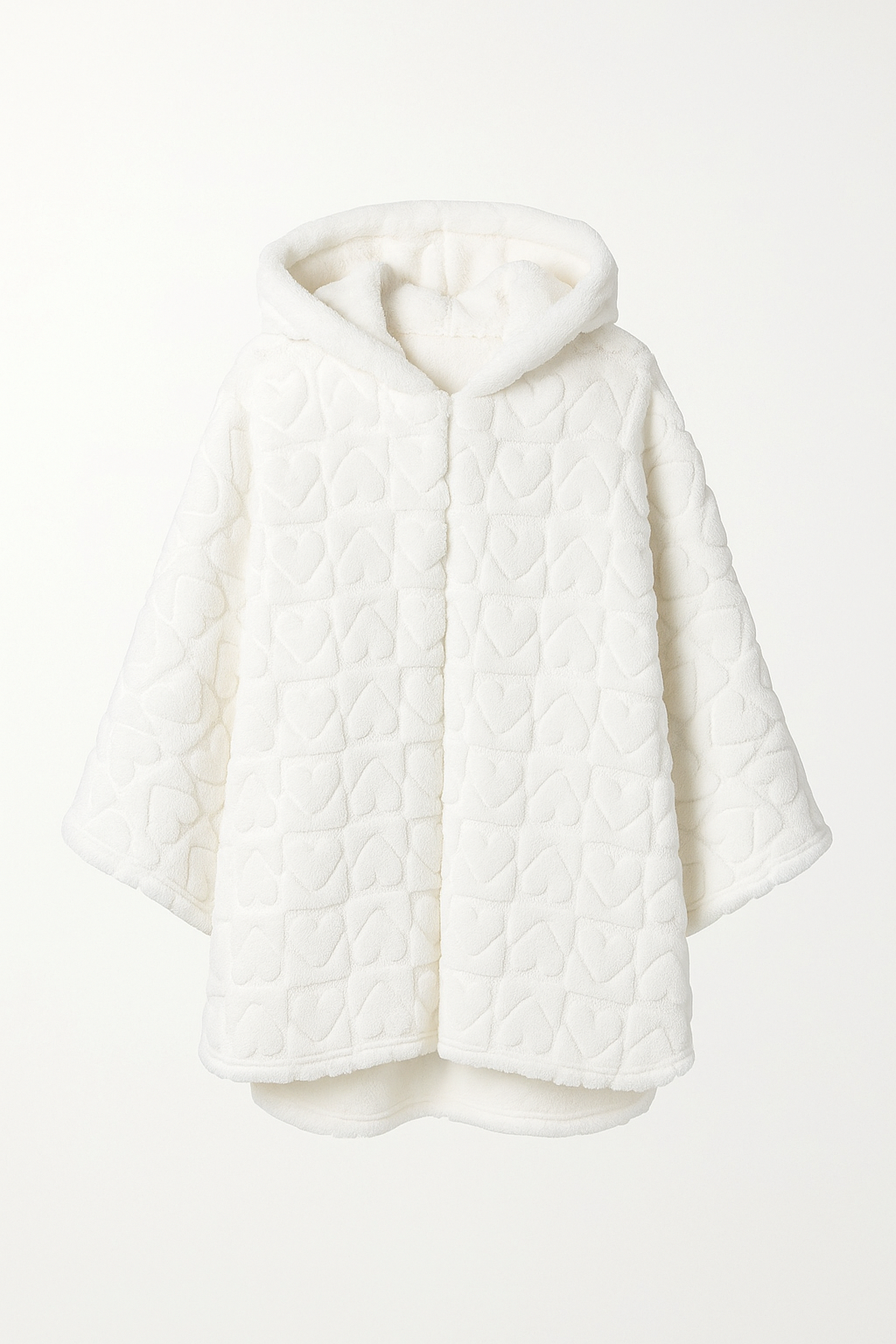 Poncho Plaid Doux à Capuche – Motif Cœurs | Ultra Chaud & Confort