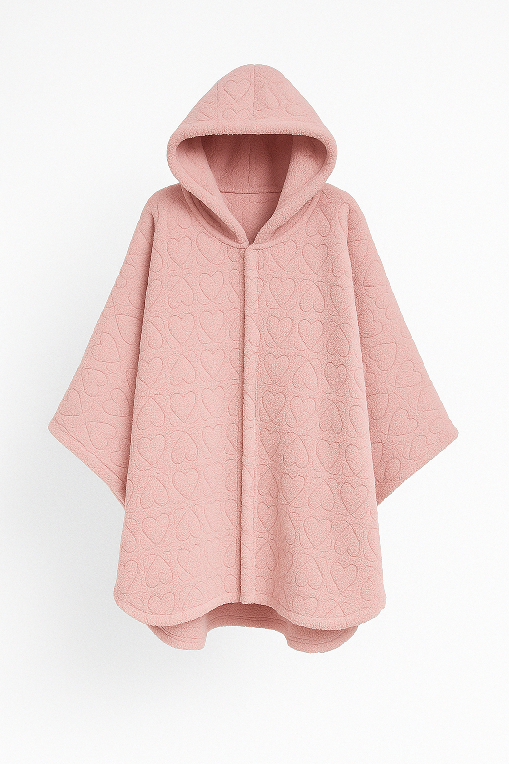 Poncho Plaid Doux à Capuche – Motif Cœurs | Ultra Chaud & Confort