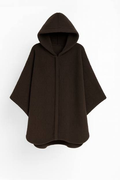 Poncho Plaid Doux à Capuche – Motif Cœurs | Ultra Chaud & Confort