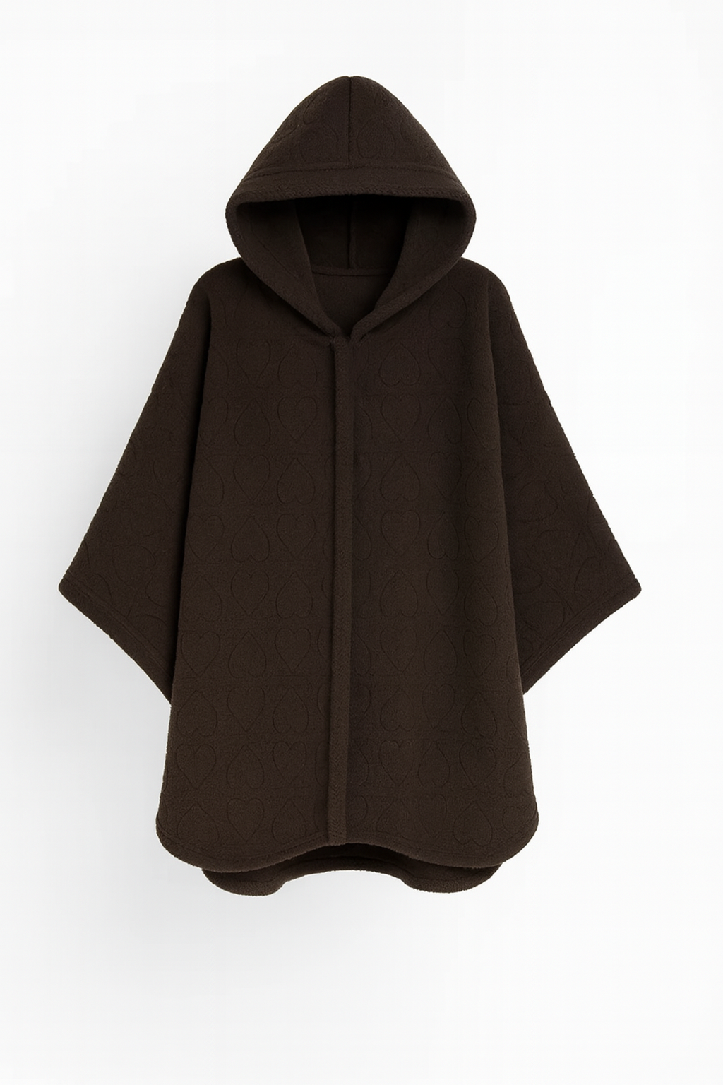 Poncho Plaid Doux à Capuche – Motif Cœurs | Ultra Chaud & Confort